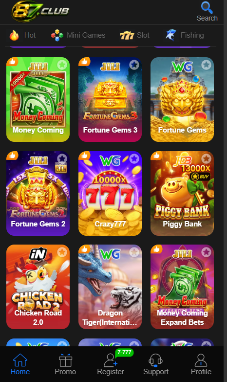 87club game categories