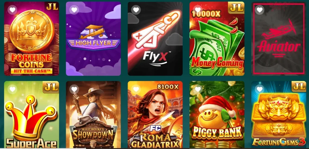 zd22 game app interface showing wide range of games