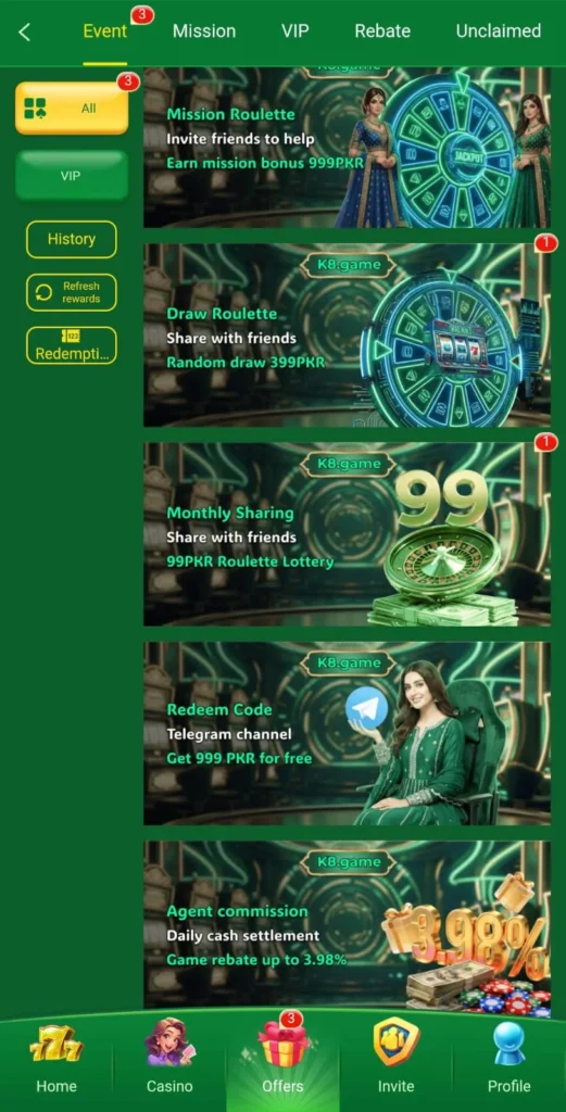 K8 game app interface