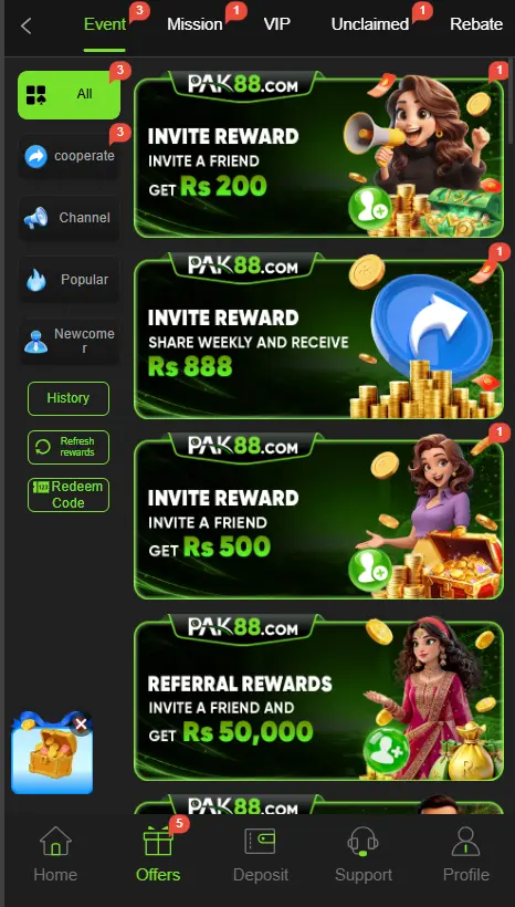Pak88 game promotional bonus gaming platform