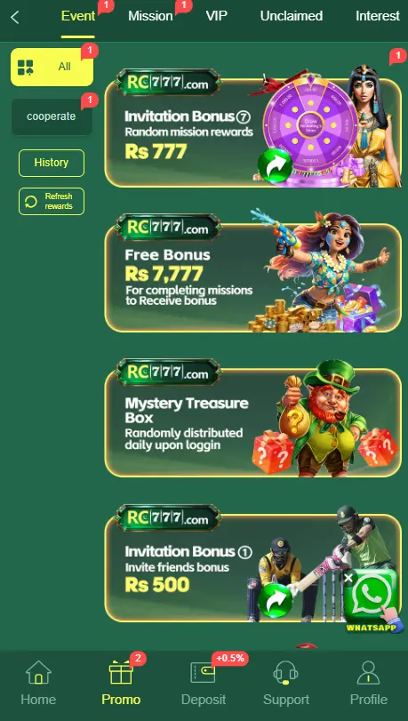 Rc777 game rewards an bonuses